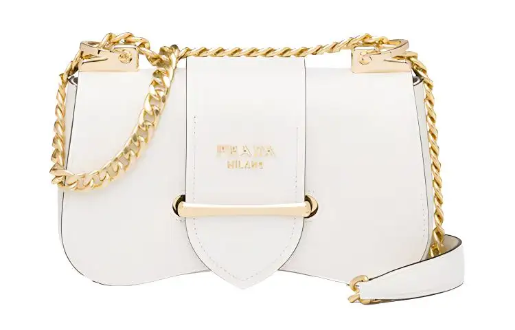 PRADA Sidonie Calfskin Shoulder Bag, Crossbody Bag Women's White