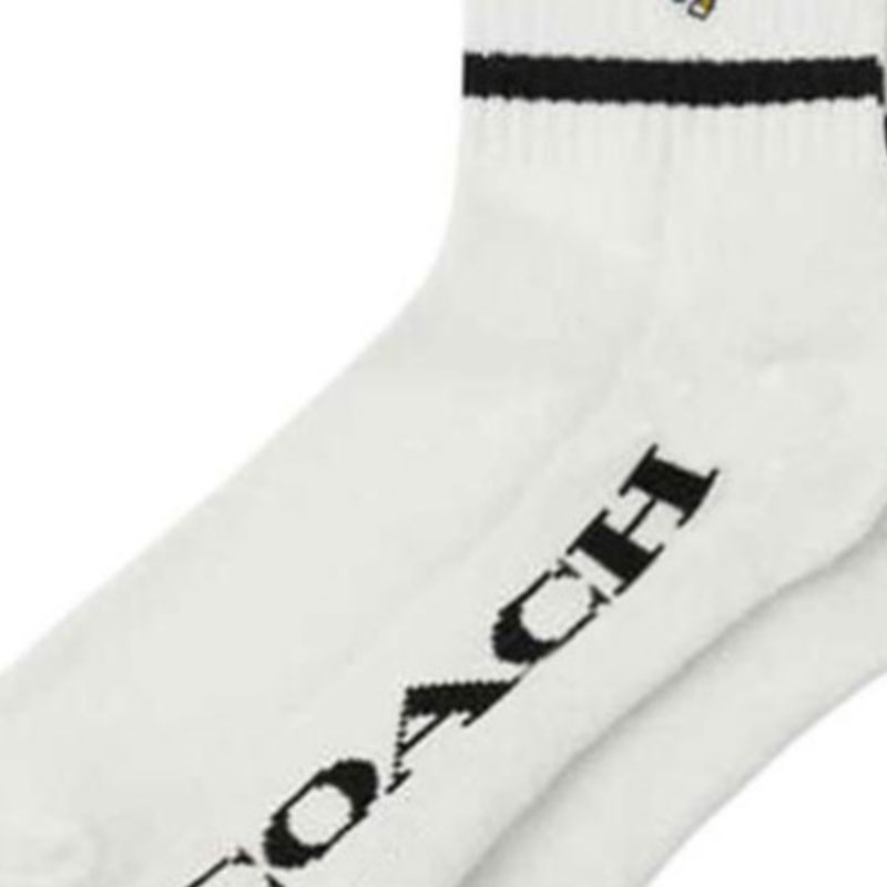COACH SS25 Crew Socks Unisex Chalk White