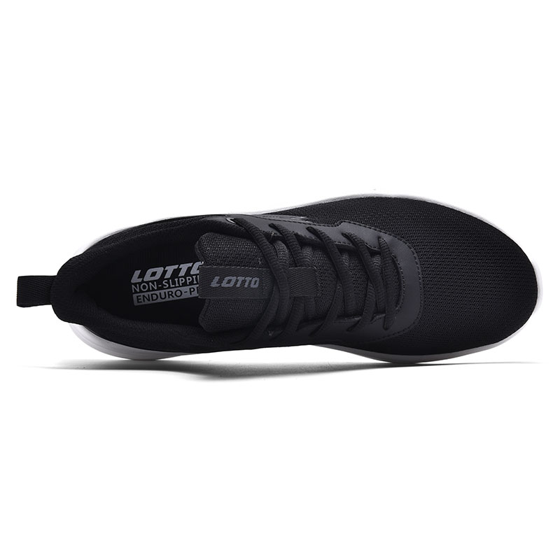 LOTTO Textile, Synthetic Leather Cushioning Slip Resistant Abrasion Resistant Low top Running Shoes Men’s Black White