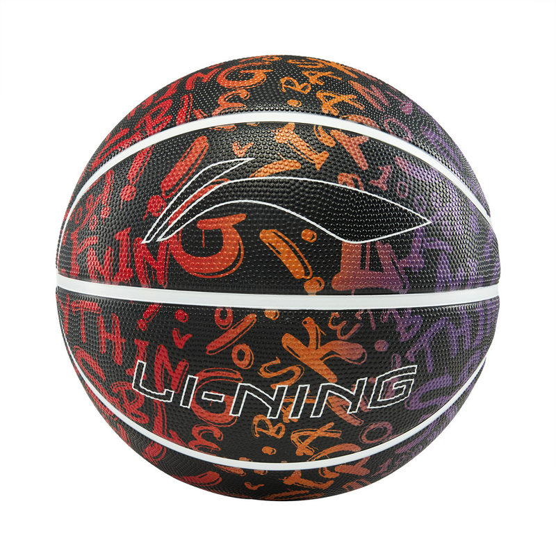 Li Ning Rubber Basketball Black All Over Print Size 7 Ball Street Unisex