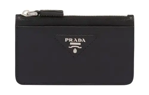 PRADA Leather Card Holder Men's Black