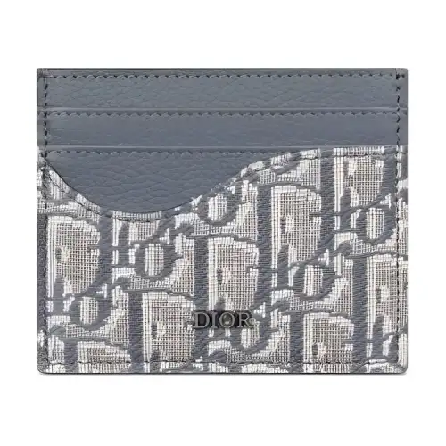 DIOR Grain Cow Leather With Textile Card Holder Men's Dark Gray