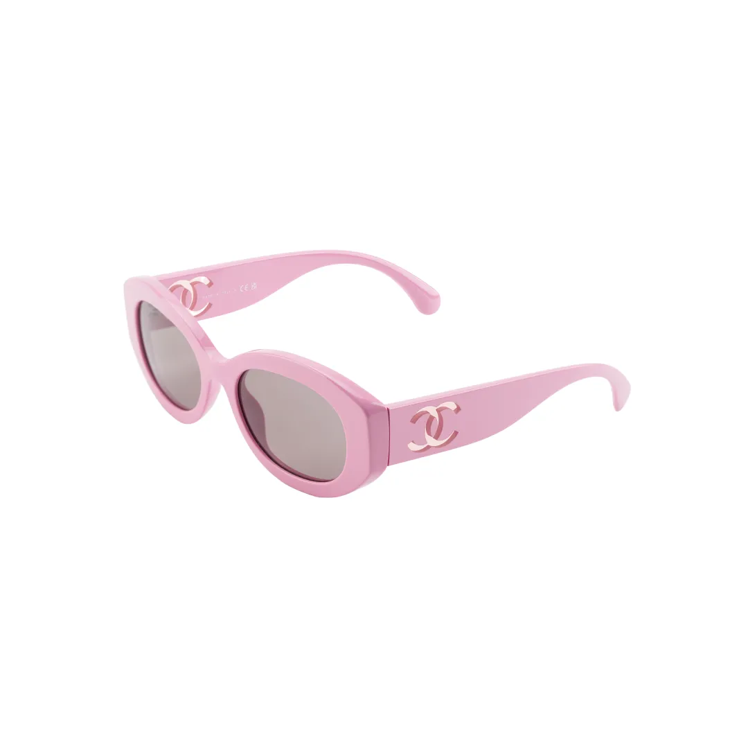 CHANEL Oval Sunglasses Women's Pink