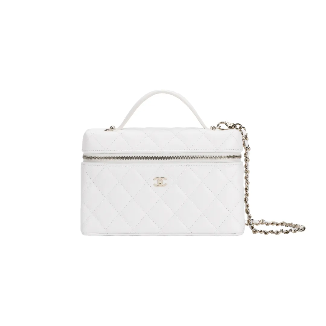 CHANEL Grain Cow Leather Material Gold Metal Shoulder Bag, Crossbody Bag, Handbag Women's White