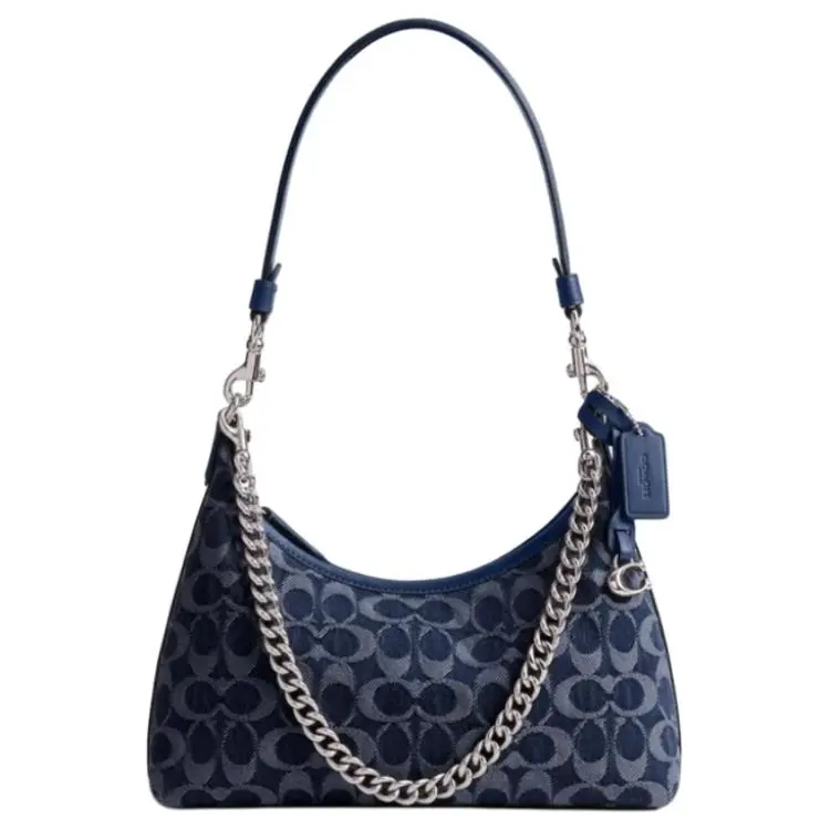 COACH Juliet Fabric Portable Crossbody Bag, Shoulder Bag Large Women's Dark Blue Mixed Color