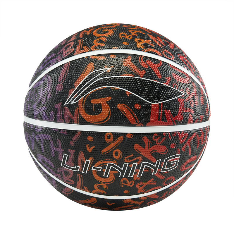 Li Ning Rubber Basketball Black All Over Print Size 7 Ball Street Unisex