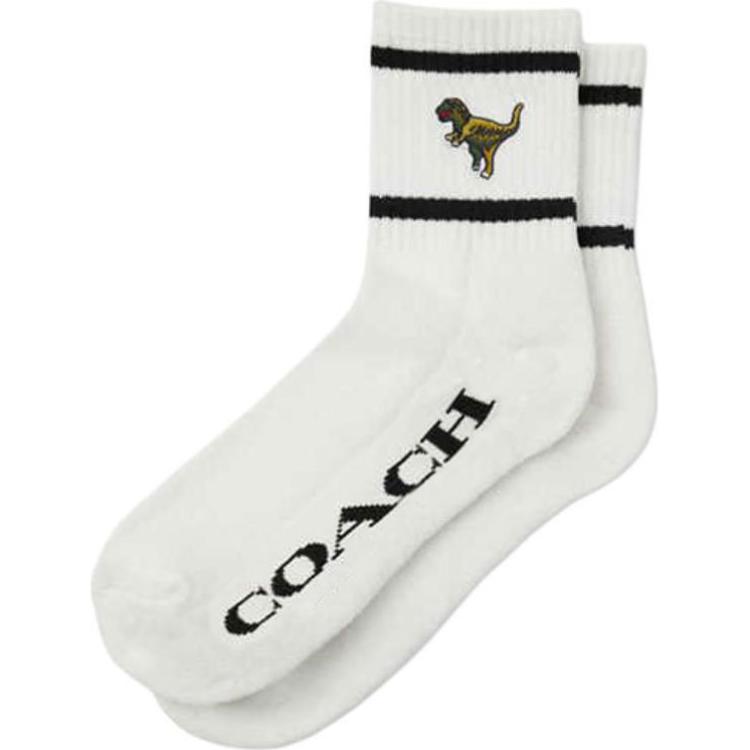COACH SS25 Crew Socks Unisex Chalk White