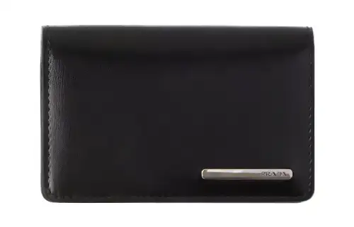 PRADA Leather Card Holder Men's Black