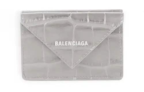 Balenciaga Cow Leather Wallet Mini Women's Gray