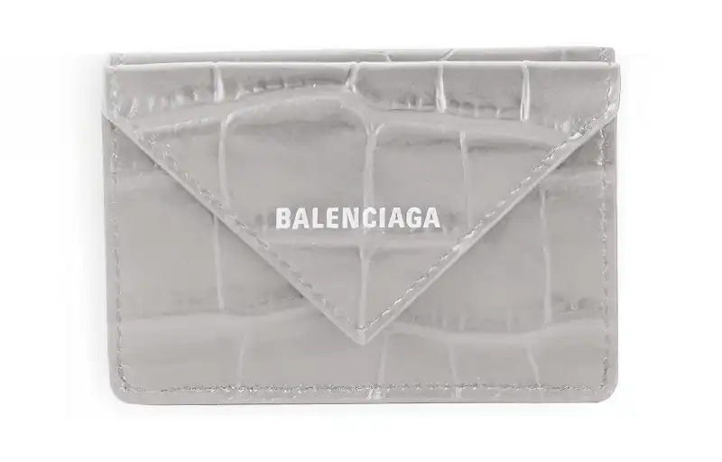 Balenciaga Cow Leather Wallet Mini Women's Gray