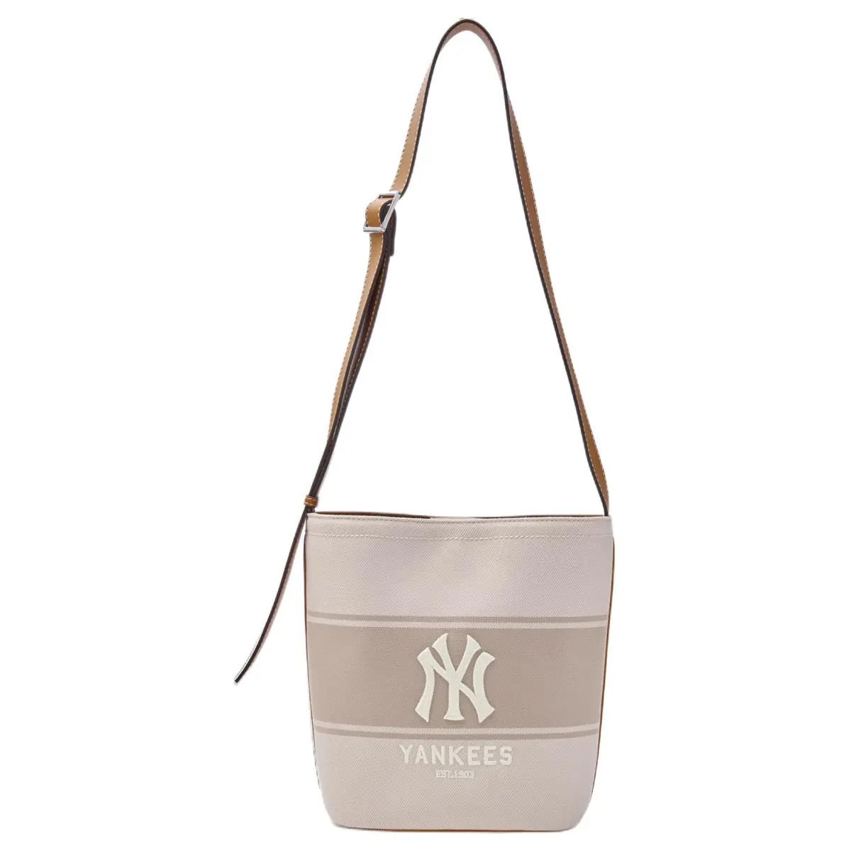 MLB New York Yankees Polyester Bucket Bag, Crossbody Bag, Shoulder Bag, Tote, Portable Women's Beige