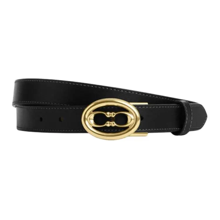 COACH Cow Leather Belts Women's Black Width 2.5cm