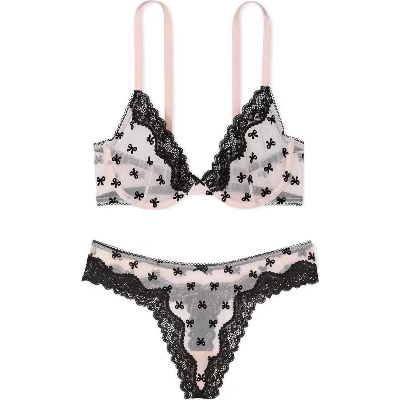 Женский комплект нижнего белья Victoria's Secret V-Wire Bra Set (розовый)