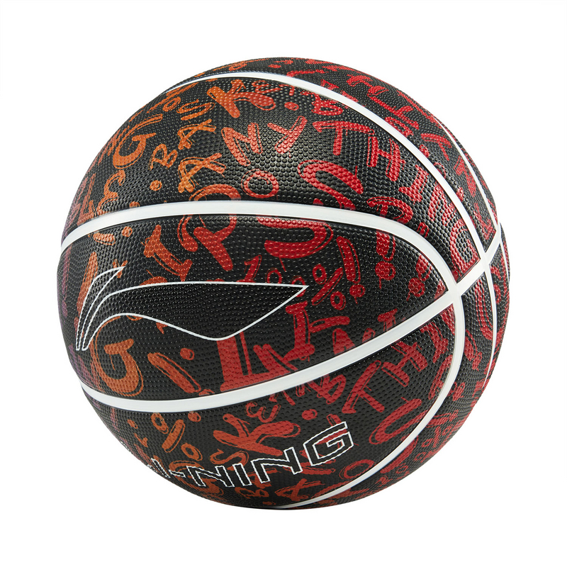 Li Ning Rubber Basketball Black All Over Print Size 7 Ball Street Unisex