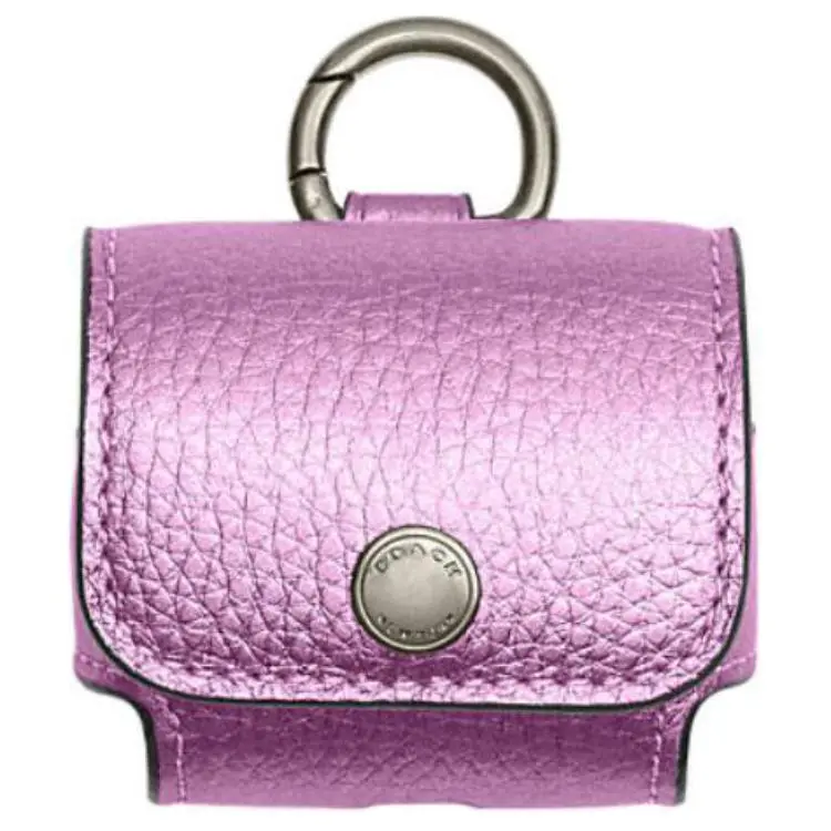 COACH Cow Leather Bag Accessory Earphone Cases Unisex Purple
