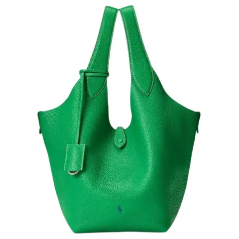 Polo Ralph Lauren Polo Play Cow Leather Handbag Medium Women's Green