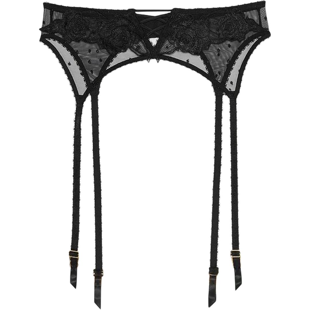Victoria's Secret Victoria's Secret VERY SEXY Series Mesh Rose Embroidery Decorated Garter Belt Underwear Accessories Women's Black Polka Dots