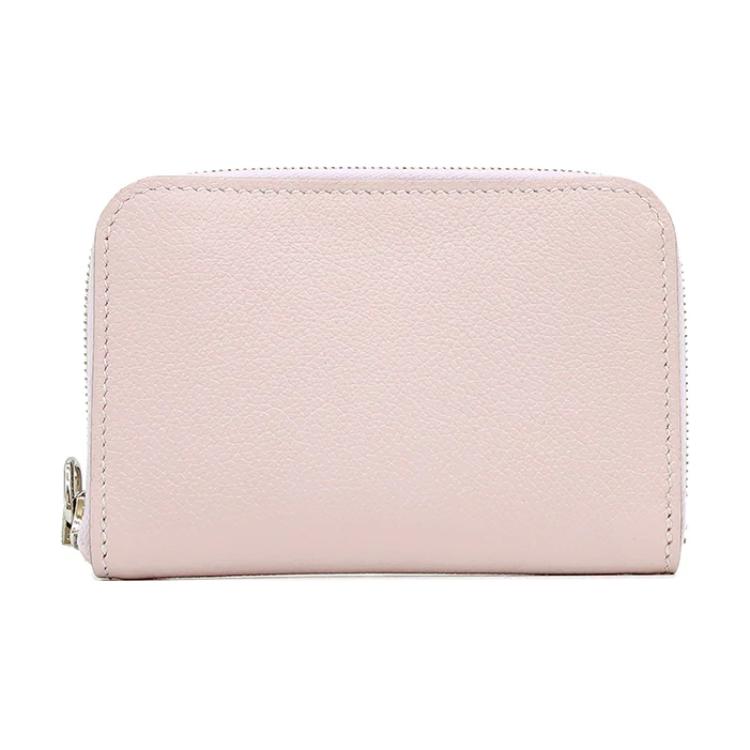HERMES Zipengo Palladium plated Metal Evercolor Calfskin Card Holder Women's 09 Mauve Pale Dream Purple