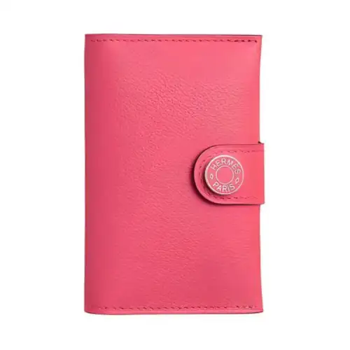 HERMES Evercolor Calfskin Card Holder Women's Azalea Pink