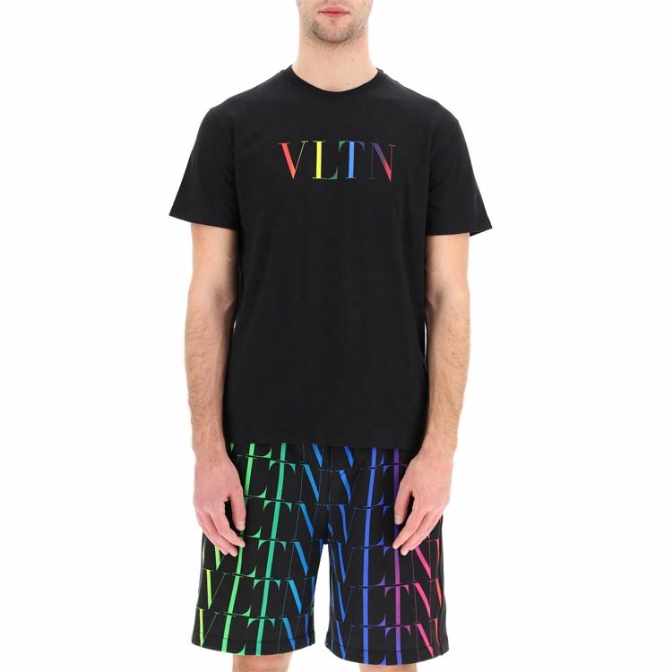 Мужская футболка Valentino SS21 Logo (черная) — Черный — фото 3