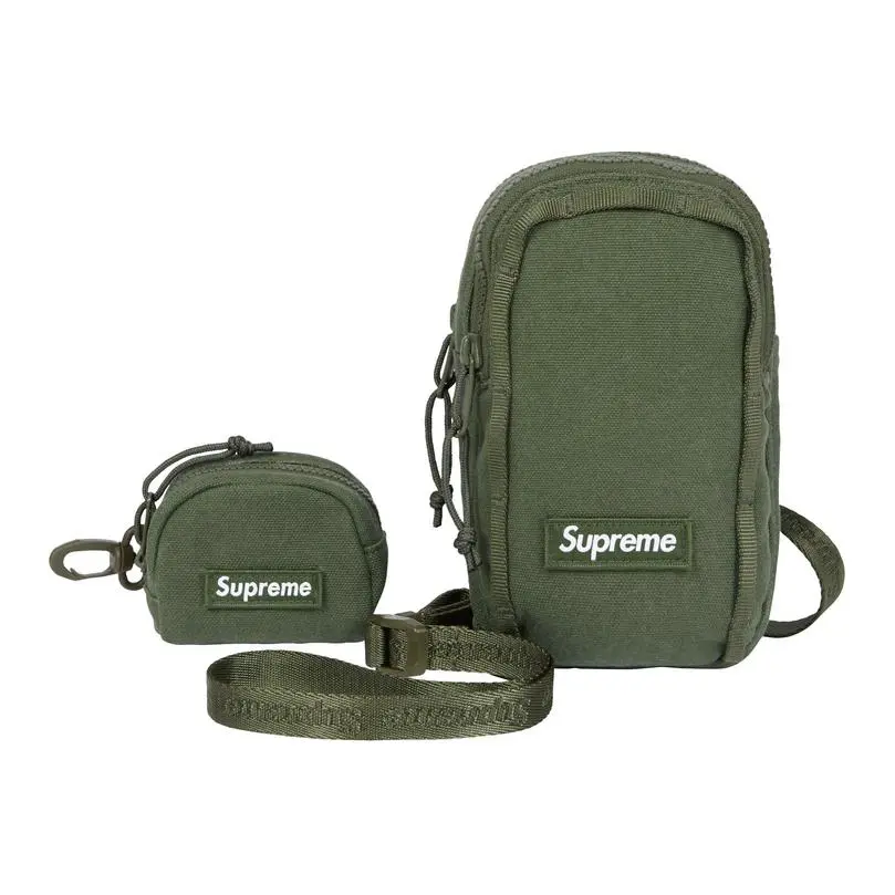 Supreme Canvas Camera Bag Coin Purse Crossbody Bag Unisex Olive Green
