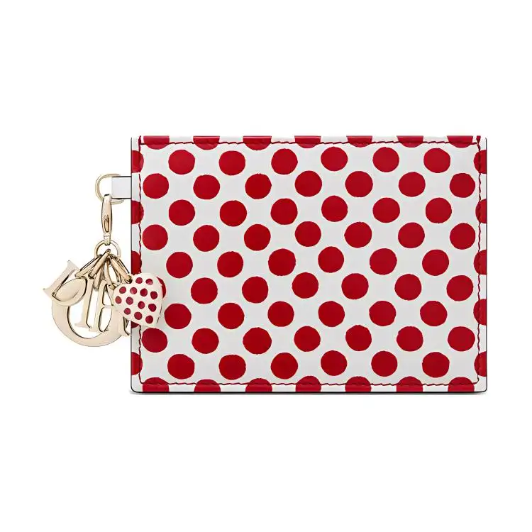 DIOR Lady Dior Cow Leather Card Holder Card Holder Women's Red White