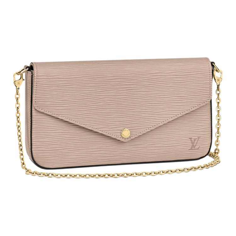 LOUIS VUITTON Pochette Félicie Cow Leather Shoulder Bag Women's Elephant Gray
