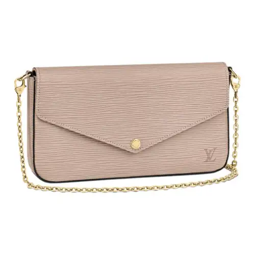 LOUIS VUITTON Pochette Félicie Cow Leather Shoulder Bag Women's Elephant Gray