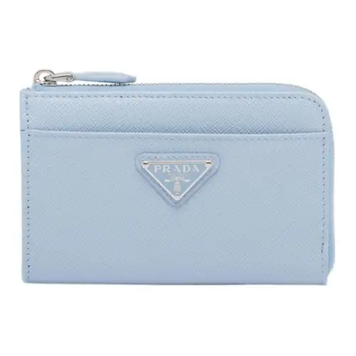 PRADA Saffiano Leather Key Pouch Women's Light Blue