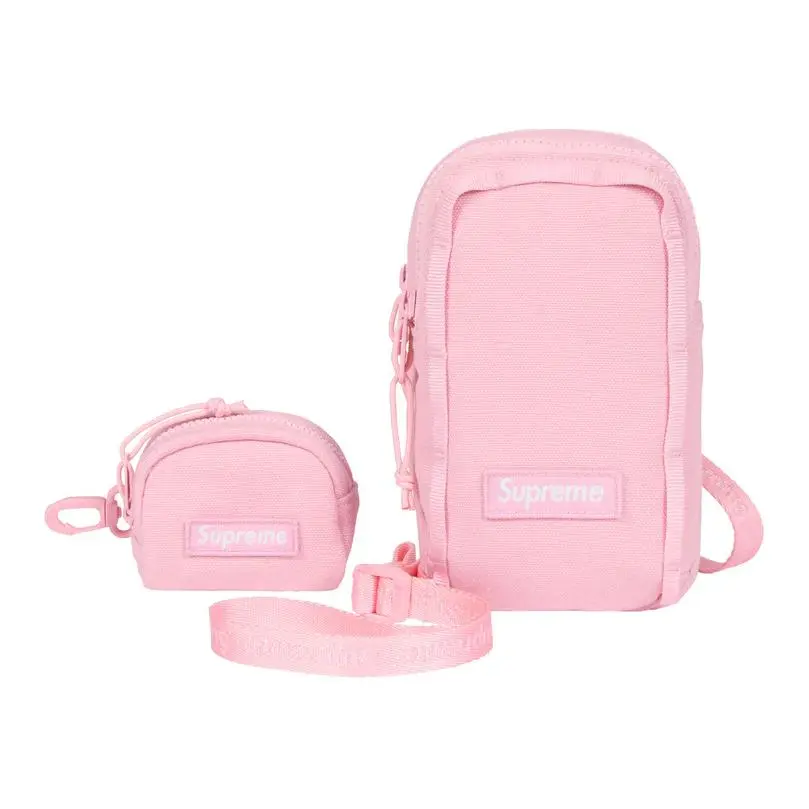 Supreme Canvas Camera Bag Coin Purse Crossbody Bag Unisex Pink