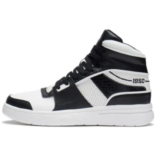 LiNing Wave Slip-Resistant Cushioning Wear-Resistant High-Top Skateboard Shoes Men's Black White