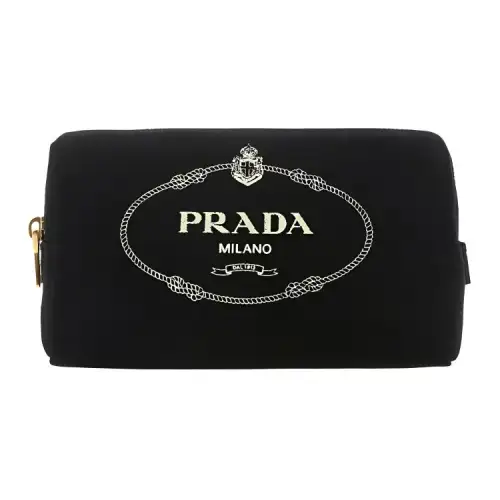 PRADA Canvas Bag Makeup Bag Toiletry Bag Women's Black