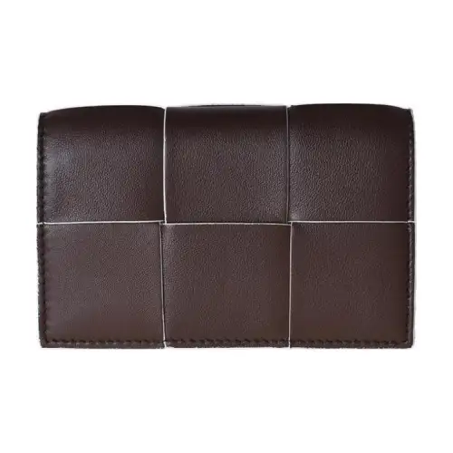 Bottega Veneta Sheepskin Card Holder Women's Dark Coffee