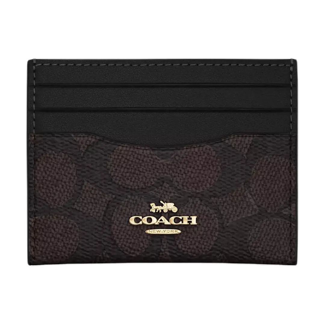 COACH Coated Canvas Card Holders Women's Black