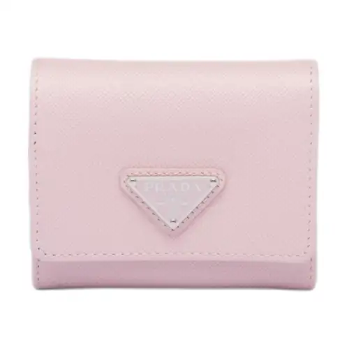 PRADA Saffiano Cow Leather Wallet Women's Light Pink