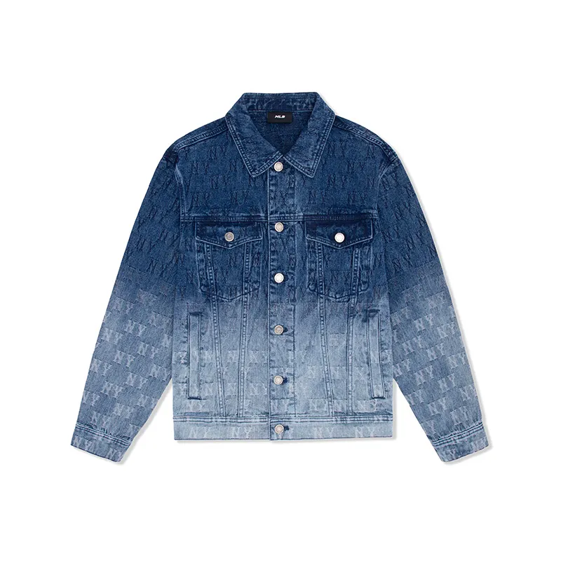 MLB New York Yankees Monogram SS25 Denim Jacket Unisex Dark Marine Blue