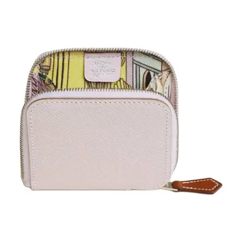 HERMES Silk'In Epsom Calfskin Wallet Women's Pink