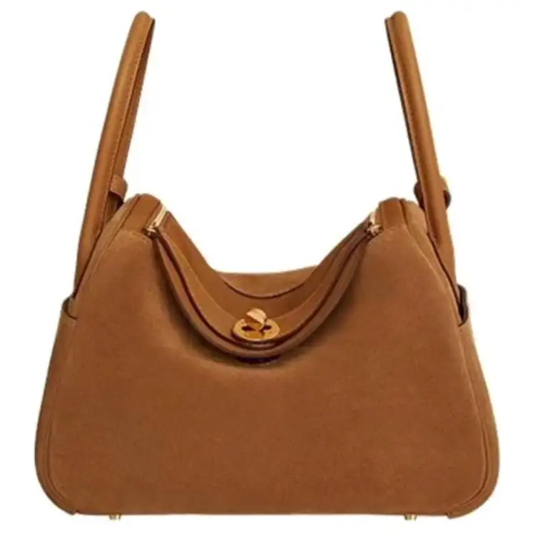 HERMES Lindy Suede With Swift Leather Handbag, Shoulder Bag 26 Women's 37 Gold Brown