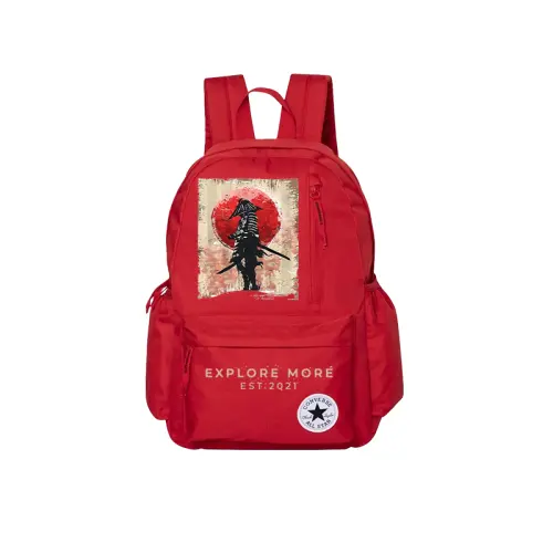 Converse, capacious foldable universal genuine design red backpack with zipper for men and women, custom-made, print, for beloved