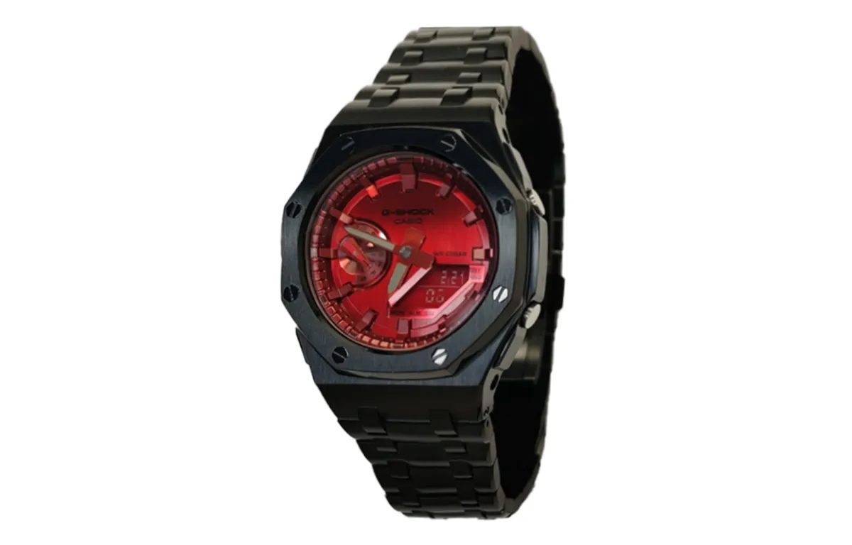 CASIO Custom Collection Electronic Movement Stainless Steel Strap Watch Men's Watches Red Watch Dial