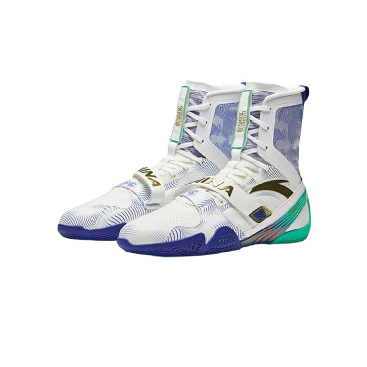 Обувь для бокса Anta Boxing Shoes (бело-сине-зеленая)