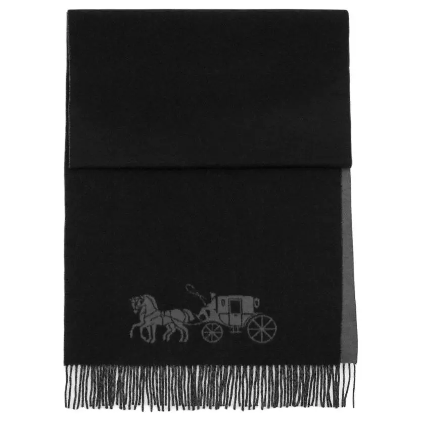 COACH Wool Knit Scarves Unisex Black