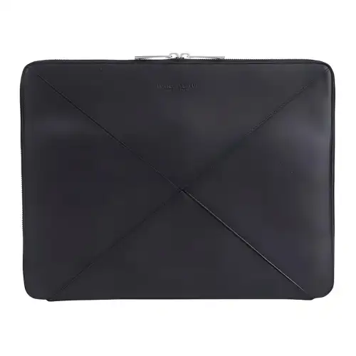 Bottega Veneta Zip Closure Calfskin Clutch Men's Black