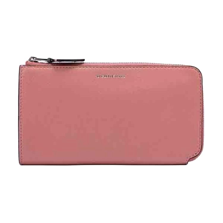 Burberry Zip Closure Cow Leather Card Holder, Coin Purse, Wallet Regular Women's Pink