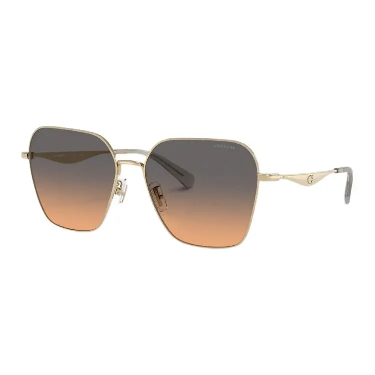 COACH Metal Resin Irregular Shape Sunglasses Unisex Gold