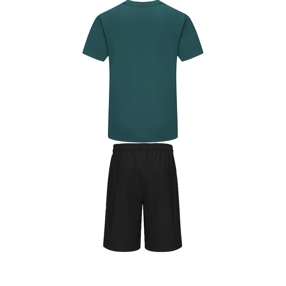 Adidas Taekwondo Casual Sportswear Men’s Clothing Set Green Short Sleeved Shirt+Black Shorts