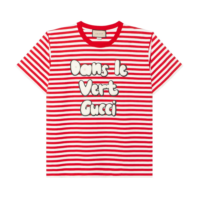 【Previous Season】striped slogan-print T-shirt