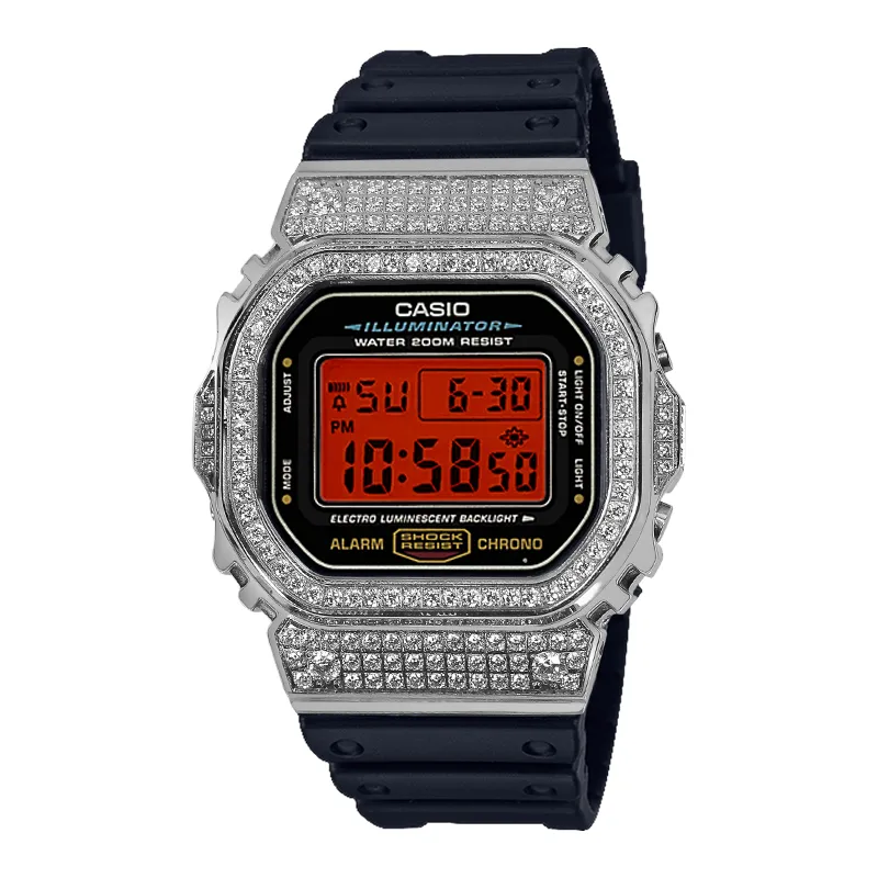 CASIO Custom Collection Electronic Movement Resin Strap Watch Unisex Red Watch Dial