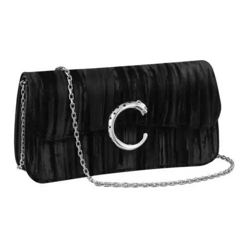 CARTIER Panthère De Cartier Velvet Crossbody Bag, Shoulder Bag Mini Women's Black