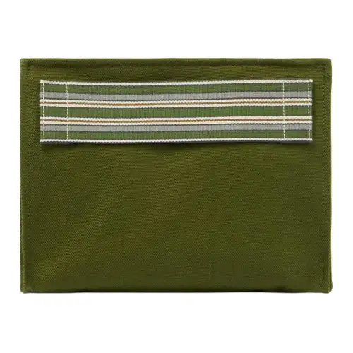 Loro Piana Canvas Bag Clutch Women's Matcha Powder & Saddle Brown